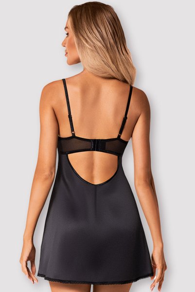 画像2: Serena Love chemise | スリップドレス&Tバック2点セット・ブラック  | Obsessive 高級Sexyランジェリー (2)