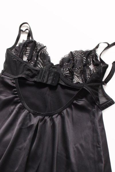 画像10: Serena Love chemise | スリップドレス&Tバック2点セット・ブラック  | Obsessive 高級Sexyランジェリー (10)