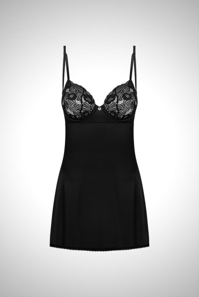 画像15: Serena Love chemise | スリップドレス&Tバック2点セット・ブラック  | Obsessive 高級Sexyランジェリー (15)