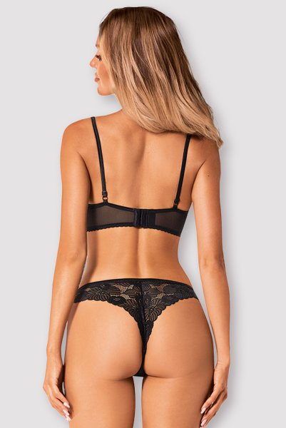 画像2: Serena Love set | ブラジャー&タンガ2点セット・ワイヤーあり・レース・ブラック  | Obsessive 高級Sexyランジェリー (2)