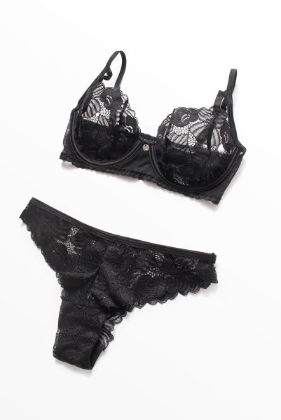 画像9: Serena Love set | ブラジャー&タンガ2点セット・ワイヤーあり・レース・ブラック  | Obsessive 高級Sexyランジェリー (9)