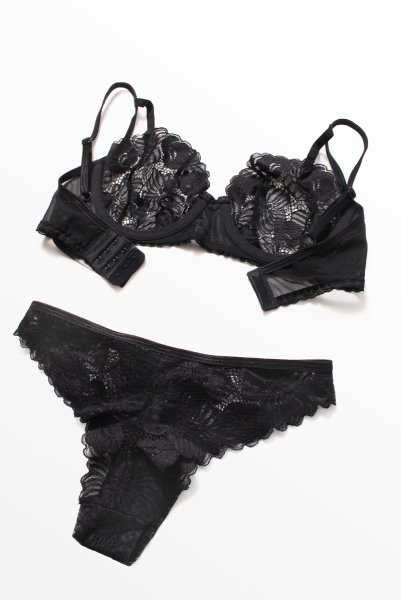画像10: Serena Love set | ブラジャー&タンガ2点セット・ワイヤーあり・レース・ブラック  | Obsessive 高級Sexyランジェリー (10)