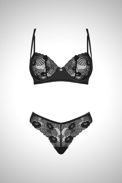 画像15: Serena Love set | ブラジャー&タンガ2点セット・ワイヤーあり・レース・ブラック  | Obsessive 高級Sexyランジェリー (15)