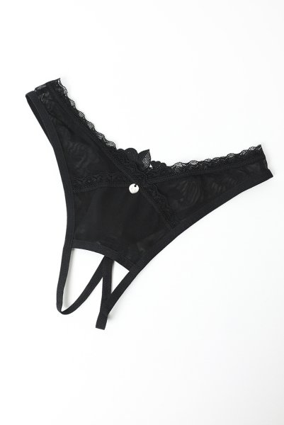 画像9: Latinesa crotchless thong |クロッチレスタンガ(オープンクロッチ・フラワーモチーフ・シースルー・ブラック) | Obsessive 高級Sexyランジェリー (9)