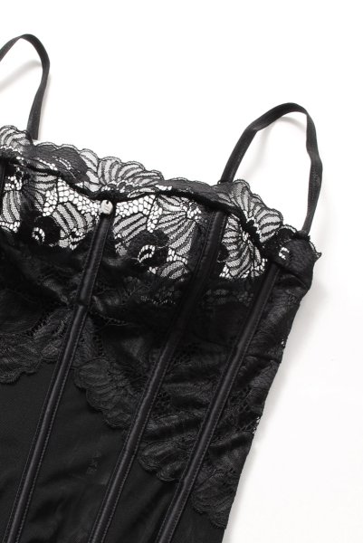 画像9: Serena Love corset | ガーターベルト付きコルセット&Tバックセット・ブラック・タンガ  | Obsessive 高級Sexyランジェリー (9)