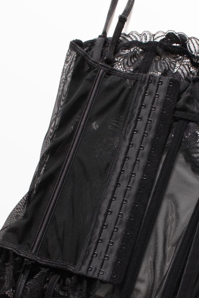 画像10: Serena Love corset | ガーターベルト付きコルセット&Tバックセット・ブラック・タンガ  | Obsessive 高級Sexyランジェリー (10)