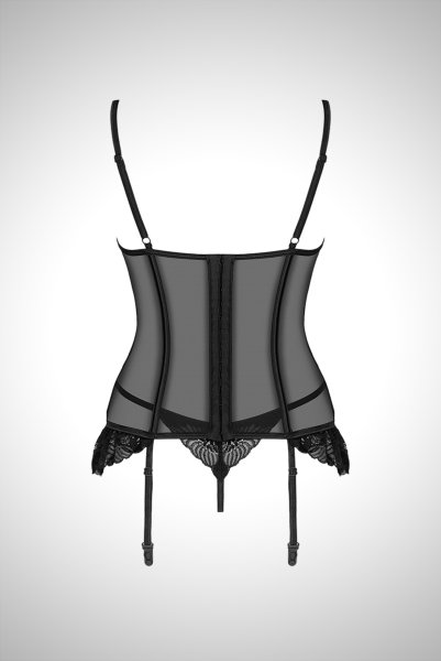 画像16: Serena Love corset | ガーターベルト付きコルセット&Tバックセット・ブラック・タンガ  | Obsessive 高級Sexyランジェリー (16)