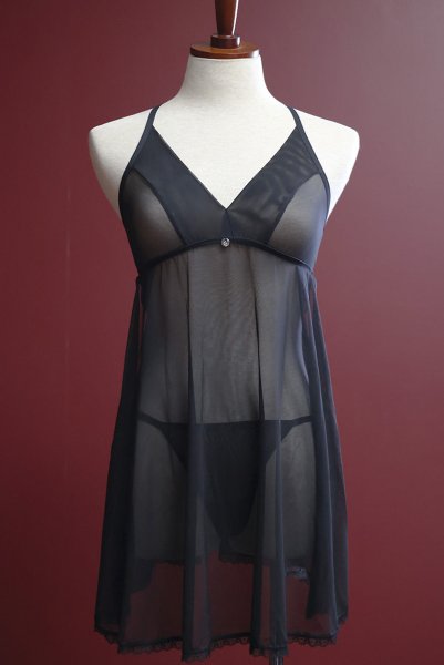 画像11: Latinesa babydoll | ベビードール＆タンガ（ワイヤーなし・フラワーモチーフ・シースルー・ブラック）| Obsessive 高級Sexyランジェリー (11)