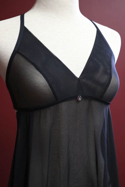 画像14: Latinesa babydoll | ベビードール＆タンガ（ワイヤーなし・フラワーモチーフ・シースルー・ブラック）| Obsessive 高級Sexyランジェリー (14)