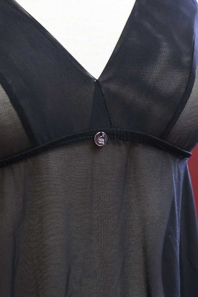 画像16: Latinesa babydoll | ベビードール＆タンガ（ワイヤーなし・フラワーモチーフ・シースルー・ブラック）| Obsessive 高級Sexyランジェリー (16)