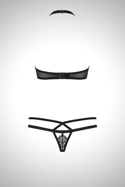 画像2: 838-SET-1-set-black | フラワーレースのブラ&タンガ ・ノンパテッドブラ・ノンワイヤー・Tバック・ブラック   | 高級Sexyランジェリー Obsessive (2)