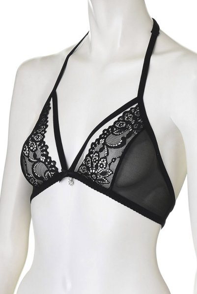画像11: 838-SET-1-set-black | フラワーレースのブラ&タンガ ・ノンパテッドブラ・ノンワイヤー・Tバック・ブラック   | 高級Sexyランジェリー Obsessive (11)