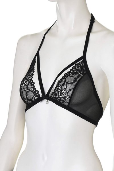 画像13: 838 SEG 1 set black | フラワーレースのブラ＆タンガ＆ガーターベルト3点セット ・ノンパテッドブラ・ノンワイヤー・Tバック・ブラック   | 高級Sexyランジェリー Obsessive (13)