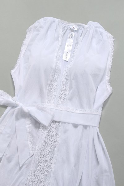 画像11: Heavenlly-peignoir |ショート丈ガウン(ウエストリボン・レース・ホワイト) | obsessive 高級Sexyランジェリー (11)