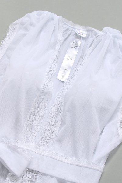 画像13: Heavenlly-peignoir |ショート丈ガウン(ウエストリボン・レース・ホワイト) | obsessive 高級Sexyランジェリー (13)