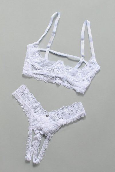 画像11: Heavenlly-cupless-set |オープンバストブラ&オープンクロッチショーツ2点セット(ワイヤーあり・レース・ホワイト) | obsessive 高級Sexyランジェリー (11)