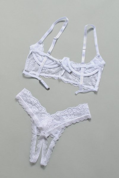 画像12: Heavenlly-cupless-set |オープンバストブラ&オープンクロッチショーツ2点セット(ワイヤーあり・レース・ホワイト) | obsessive 高級Sexyランジェリー (12)