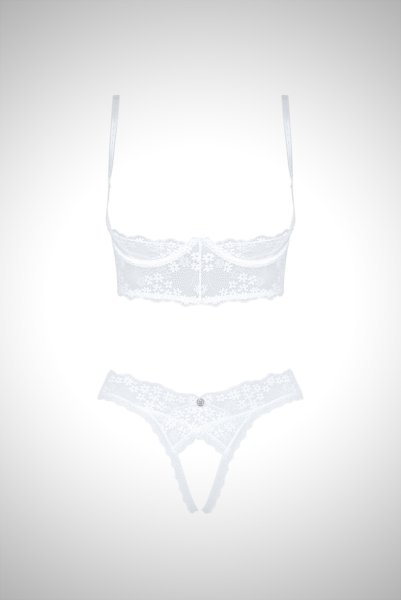 画像9: Heavenlly-cupless-set |オープンバストブラ&オープンクロッチショーツ2点セット(ワイヤーあり・レース・ホワイト) | obsessive 高級Sexyランジェリー (9)