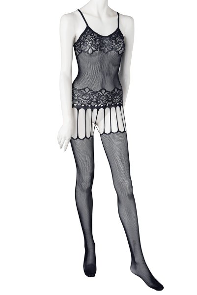 画像11: F235 black | 細いガーターベルトが魅力的なボディストッキング・黒・オープンクロッチ   | 高級Sexyランジェリー Obsessive (11)