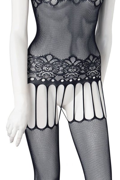 画像15: F235 black | 細いガーターベルトが魅力的なボディストッキング・黒・オープンクロッチ   | 高級Sexyランジェリー Obsessive (15)