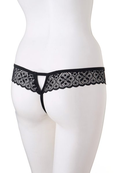 画像9: Shibu panties | ジオメトリックなレースで大胆に装うオープンクロッチ・タンガ ・Tバック・ クロッチレス・黒   | 高級Sexyランジェリー Obsessive (9)