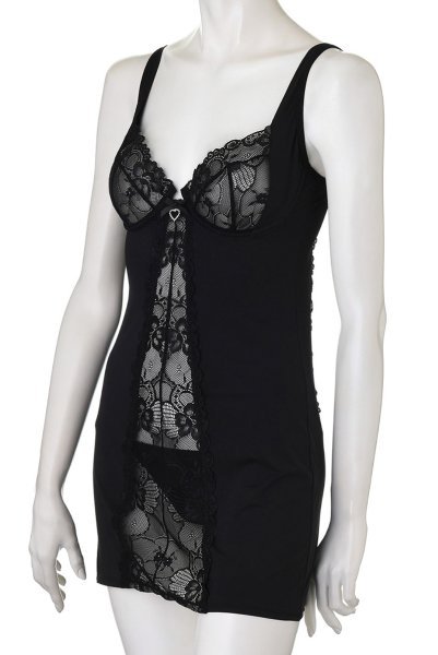 画像11: Heartina chemise black | シースルーで魅せるスリップドレス＆タンガセット・Tバック・ブラック   | 高級Sexyランジェリー Obsessive (11)