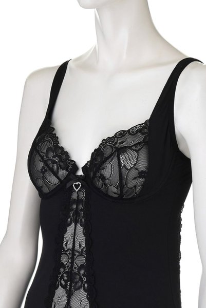画像13: Heartina chemise black | シースルーで魅せるスリップドレス＆タンガセット・Tバック・ブラック   | 高級Sexyランジェリー Obsessive (13)