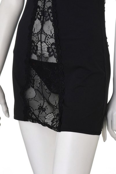 画像15: Heartina chemise black | シースルーで魅せるスリップドレス＆タンガセット・Tバック・ブラック   | 高級Sexyランジェリー Obsessive (15)