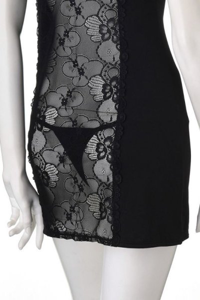 画像16: Heartina chemise black | シースルーで魅せるスリップドレス＆タンガセット・Tバック・ブラック   | 高級Sexyランジェリー Obsessive (16)