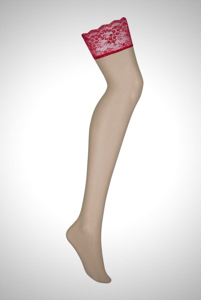 画像1: Lovica stockings |ガーターストッキング ・肌側シリコンなし・赤×ベージュ| obsessive 高級Sexyランジェリー※メール便対象※輸入下着・ランジェリー   (1)