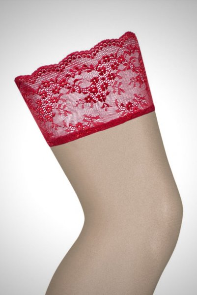 画像3: Lovica stockings |ガーターストッキング ・肌側シリコンなし・赤×ベージュ| obsessive 高級Sexyランジェリー (3)