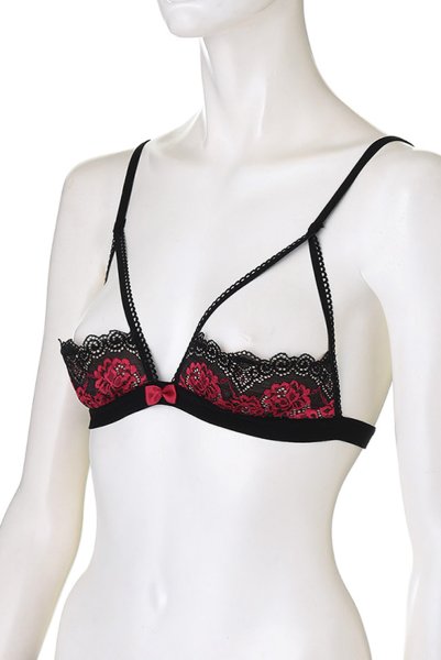 画像11: Tulia cupless set | HOTピンクが映えるオープンバストブラ＆クロッチレスタンガ・オープンクロッチ・ホットピンク×ブラック   | 高級Sexyランジェリー Obsessive (11)