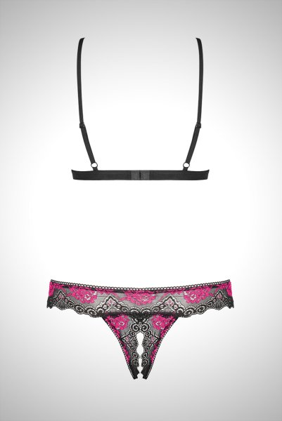 画像16: Tulia cupless set | HOTピンクが映えるオープンバストブラ＆クロッチレスタンガ・オープンクロッチ・ホットピンク×ブラック   | 高級Sexyランジェリー Obsessive (16)