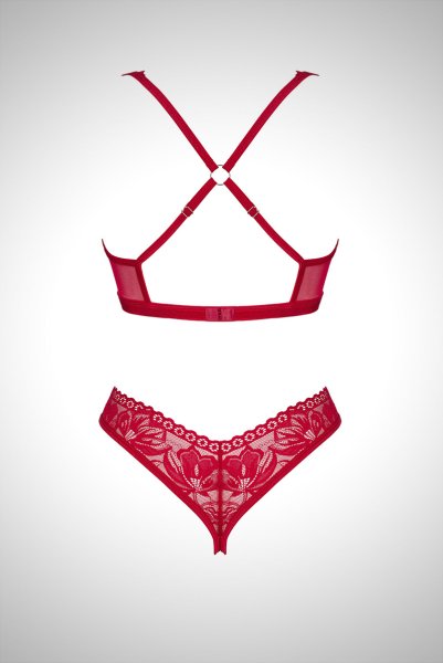 画像2: Lacelove cupless set |カップレスブラ&クロッチレスソング2点セット・レッド | obsessive 高級Sexyランジェリー (2)