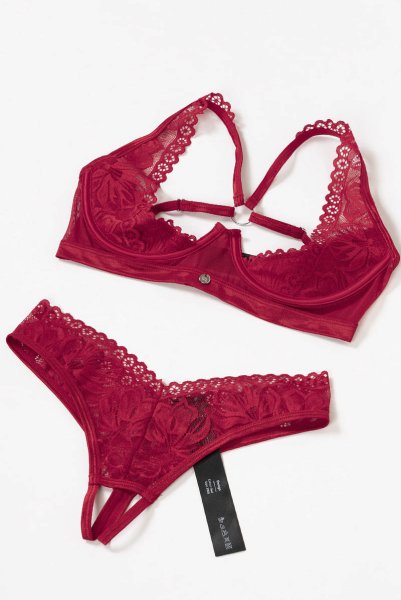 画像11: Lacelove cupless set |カップレスブラ&クロッチレスソング2点セット・レッド | obsessive 高級Sexyランジェリー (11)