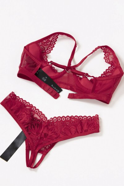 画像12: Lacelove cupless set |カップレスブラ&クロッチレスソング2点セット・レッド | obsessive 高級Sexyランジェリー (12)