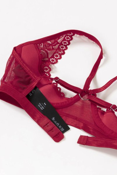 画像14: Lacelove cupless set |カップレスブラ&クロッチレスソング2点セット・レッド | obsessive 高級Sexyランジェリー (14)