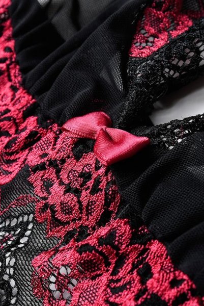 画像16: Tulia 2pcs set black | ローズの花々が印象的なブラレット＆ブラジリアンショーツの2点セット ・ノンパテッドブラ・ホットピンク×ブラック   | 高級Sexyランジェリー Obsessive (16)