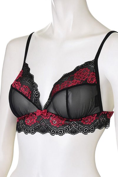 画像11: Tulia 2pcs set black | ローズの花々が印象的なブラレット＆ブラジリアンショーツの2点セット ・ノンパテッドブラ・ホットピンク×ブラック   | 高級Sexyランジェリー Obsessive (11)