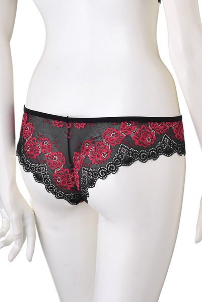 画像14: Tulia 2pcs set black | ローズの花々が印象的なブラレット＆ブラジリアンショーツの2点セット ・ノンパテッドブラ・ホットピンク×ブラック   | 高級Sexyランジェリー Obsessive (14)