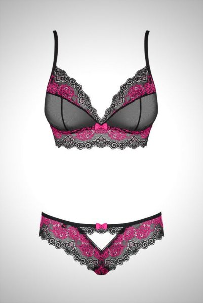 画像15: Tulia 2pcs set black | ローズの花々が印象的なブラレット＆ブラジリアンショーツの2点セット ・ノンパテッドブラ・ホットピンク×ブラック   | 高級Sexyランジェリー Obsessive (15)