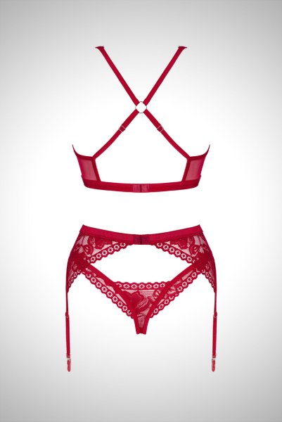 画像8: Lacelove 3pcs set |ブラレット&ガーターベルト&ブラジリアンショーツ3点セット・レッド | obsessive 高級Sexyランジェリー (8)
