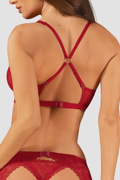 画像18: Lacelove 3pcs set |ブラレット&ガーターベルト&ブラジリアンショーツ3点セット・レッド | obsessive 高級Sexyランジェリー (18)