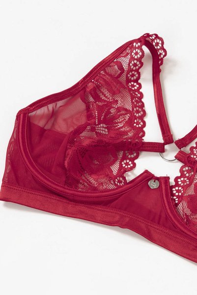 画像24: Lacelove 3pcs set |ブラレット&ガーターベルト&ブラジリアンショーツ3点セット・レッド | obsessive 高級Sexyランジェリー (24)