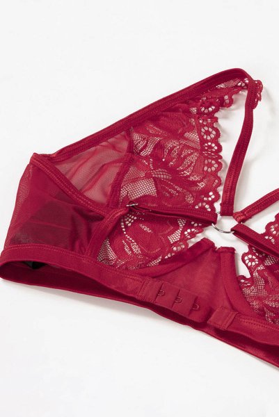 画像25: Lacelove 3pcs set |ブラレット&ガーターベルト&ブラジリアンショーツ3点セット・レッド | obsessive 高級Sexyランジェリー (25)