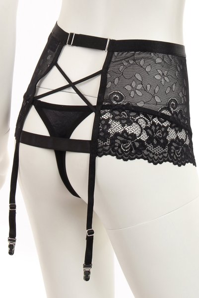 画像16: 在庫限り｜Blanita 3pcs set | ブラ＆ガーターベルト＆タンガ3点セット・Tバック・ブラック   | 高級Sexyランジェリー Obsessive (16)