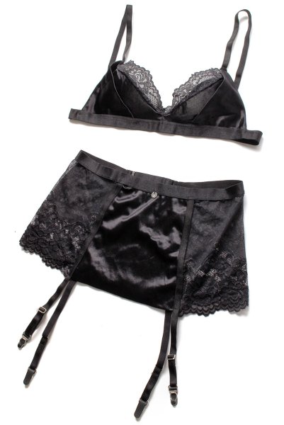 画像18: 在庫限り｜Blanita 3pcs set | ブラ＆ガーターベルト＆タンガ3点セット・Tバック・ブラック   | 高級Sexyランジェリー Obsessive (18)