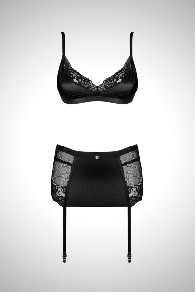 画像9: 在庫限り｜Blanita 3pcs set | ブラ＆ガーターベルト＆タンガ3点セット・Tバック・ブラック   | 高級Sexyランジェリー Obsessive (9)