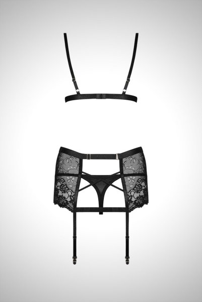 画像10: 在庫限り｜Blanita 3pcs set | ブラ＆ガーターベルト＆タンガ3点セット・Tバック・ブラック   | 高級Sexyランジェリー Obsessive (10)