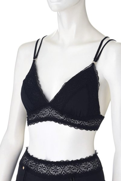 画像11: 在庫限り|Lolitte 3pcs set black | ブラレット&タンガ&ガーターベルト3点セット ・ノンパテッドブラ・ノンワイヤー・Tバック・ブラック   | 高級Sexyランジェリー Obsessive (11)